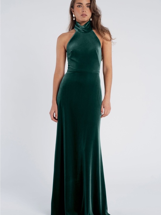 Jenny Yoo Dresses & Skirts - Jenny Yoo Emerald Green Halter Velvet Evening Gown